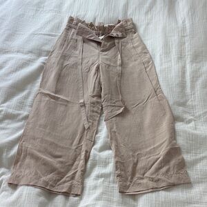 Club Monaco Paperbag Waist Wide Leg Pants - Blush Taupe